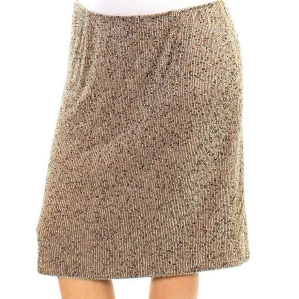 NEW Lauren Ralph Lauren size 4 shiny super heavy bead embroidery lined skirt NWD